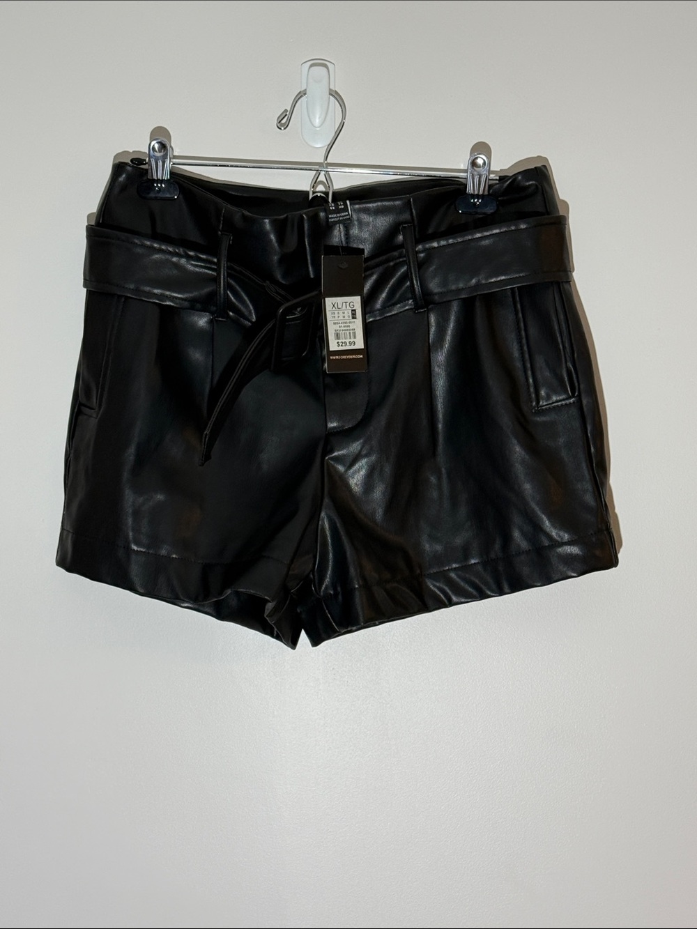 Forever 21 Black Faux Leather Paperbag Waist Shorts NWT